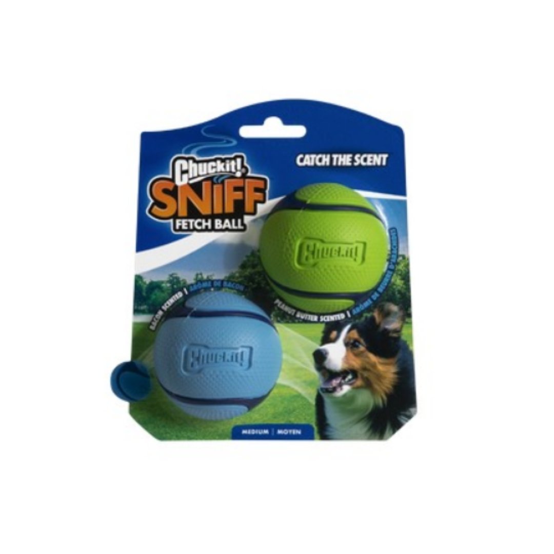 Chuckit! Sniff Fetch Ball Bacon and Peanut Butter Medium 2pk – The ...