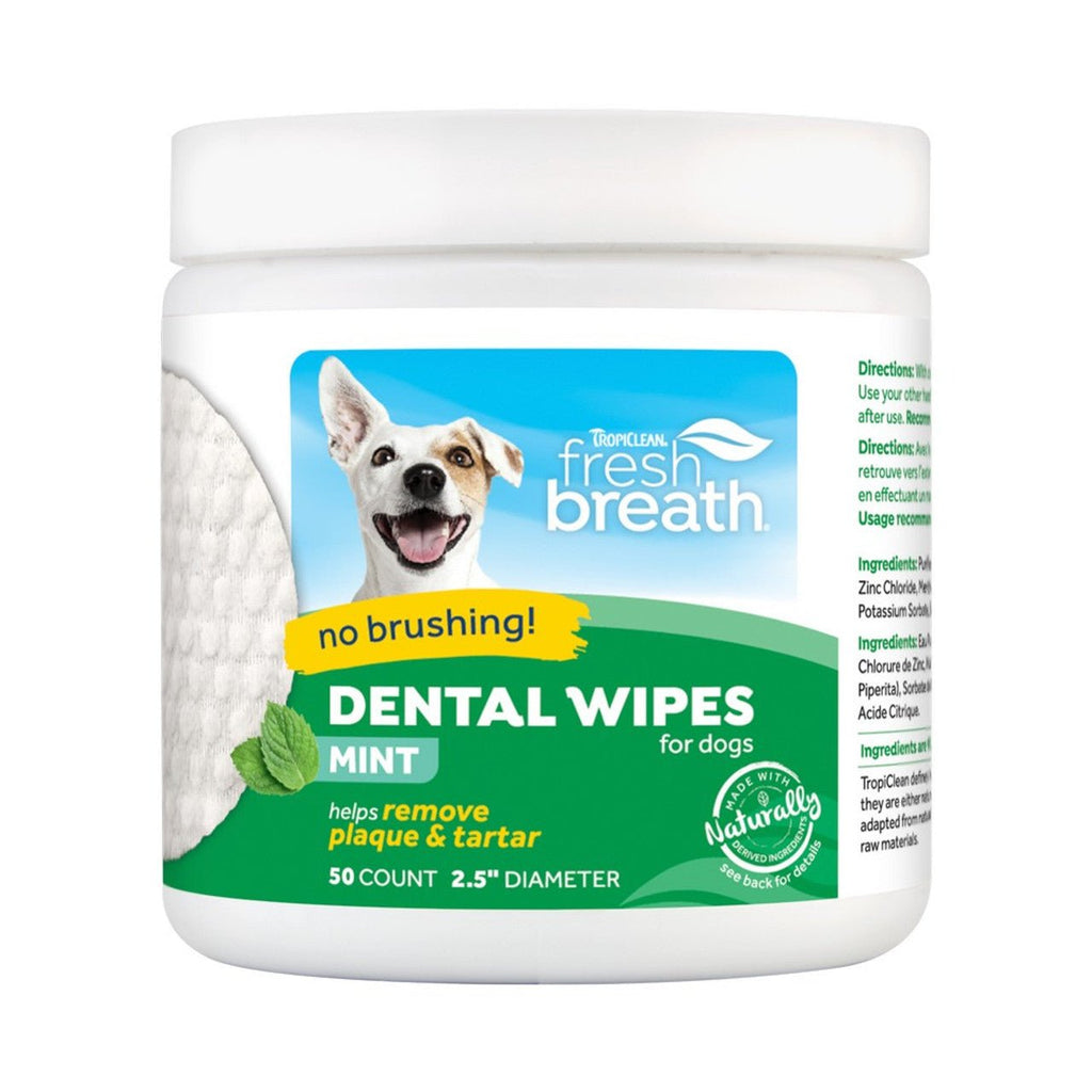 TropiClean Fresh Breath Dental Wipes 50pk - The Urban Pet Store - Pet Supplies