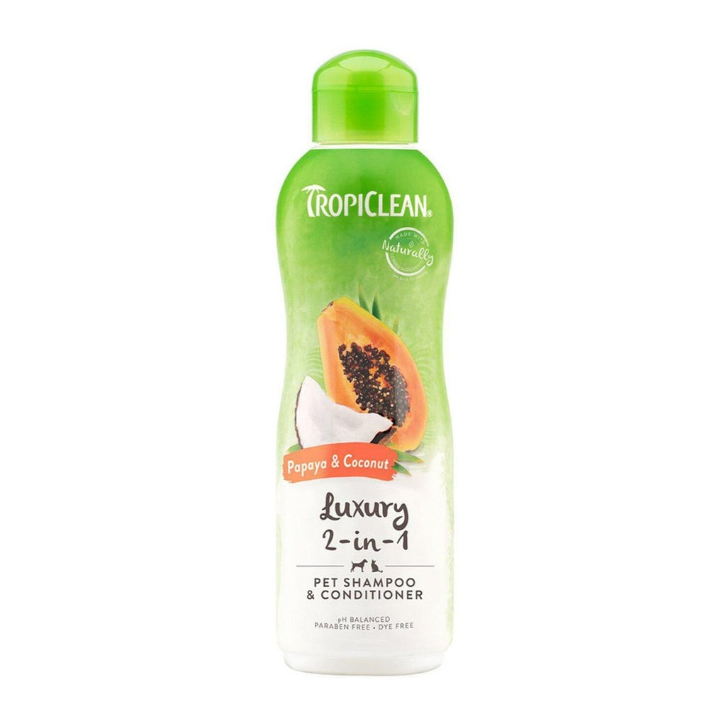 TropiClean Papaya & Coconut Luxury 2-in-1 Shampoo 355ml - The Urban Pet Store - Pet Shampoo & Conditioner