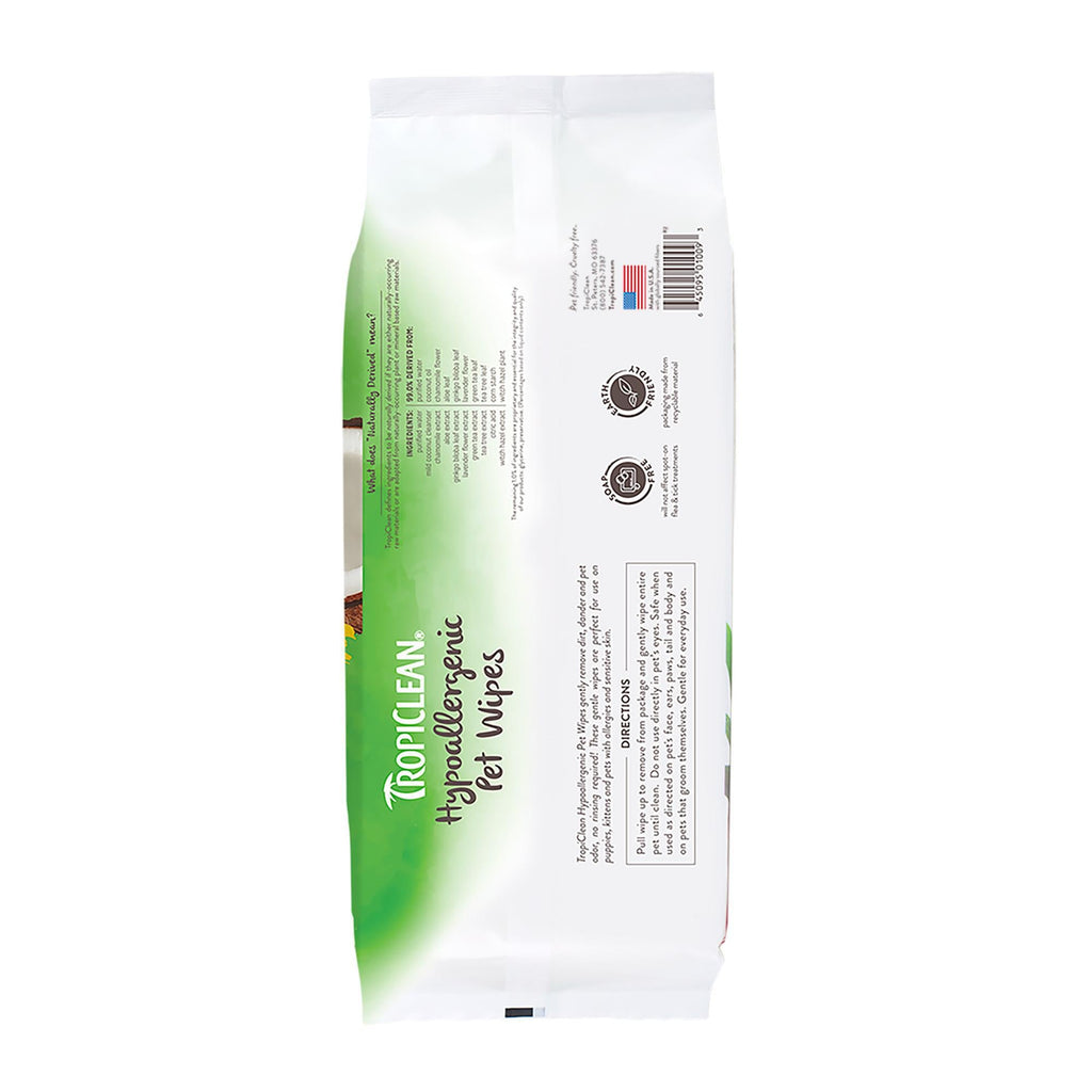 TropiClean Tropiclean Hypoallergenic Wipes 100s - The Urban Pet Store - Dog Supplies
