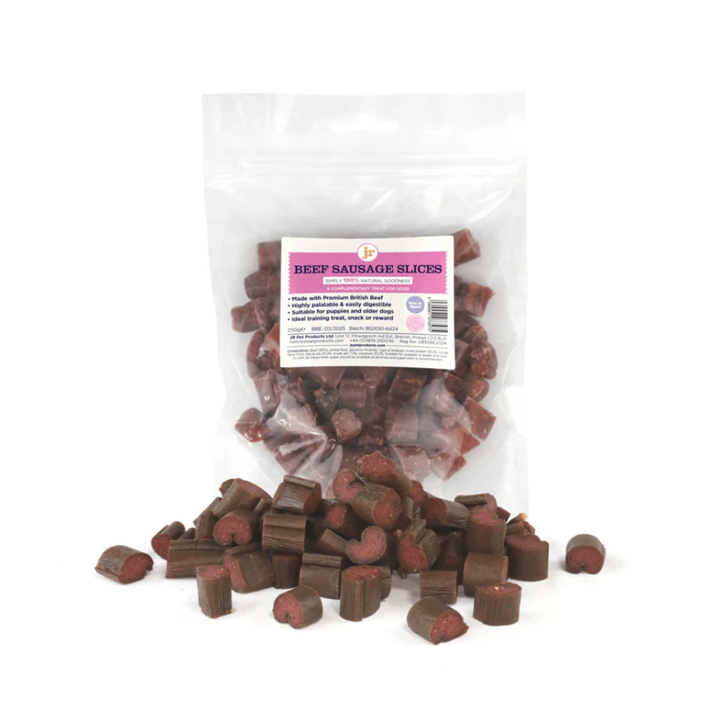 JR British Sliced Beef Sausage 250g - The Urban Pet Store - Dog TreatsJR Pet Products5060941073575