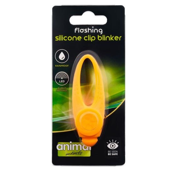 Animal Instincts Flashing Safety Clip Silicone Blinker Orange - The Urban Pet Store - Animal Instincts