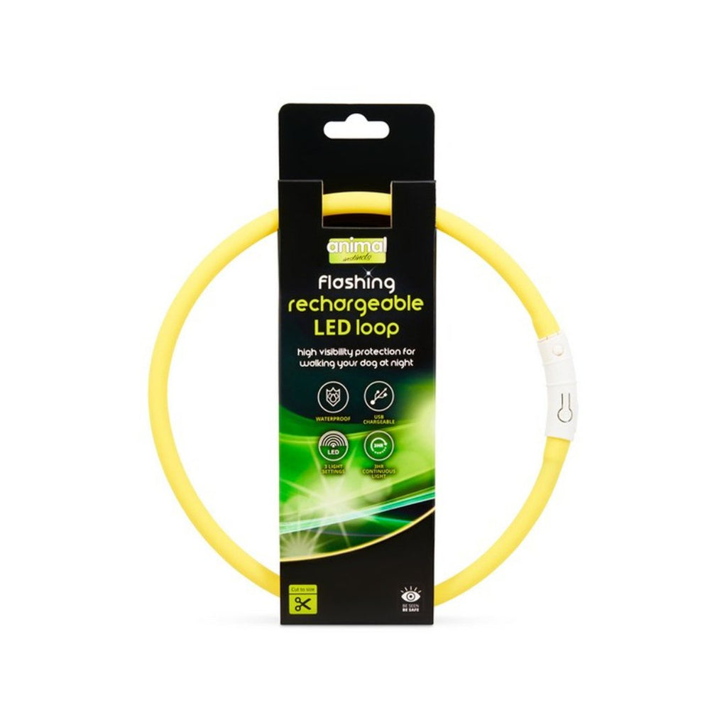 Animal Instincts Flashing Safety Rechargeable LED Loop Large Yellow 65cm - The Urban Pet Store -