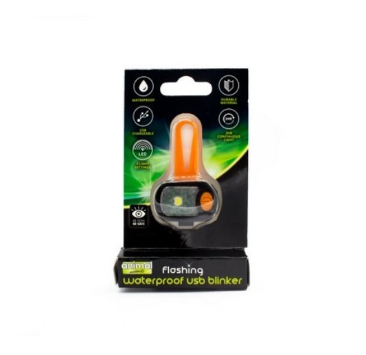 Animal Instincts Flashing Safety Waterproof Rectangle USB Blinker Orange - The Urban Pet Store - Dog Apparel Animal Instincts