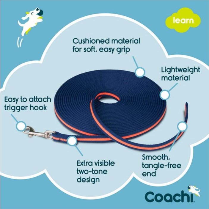 CoA Coachi Training Line Navy & Coral 10m - The Urban Pet Store - Dog Supplies