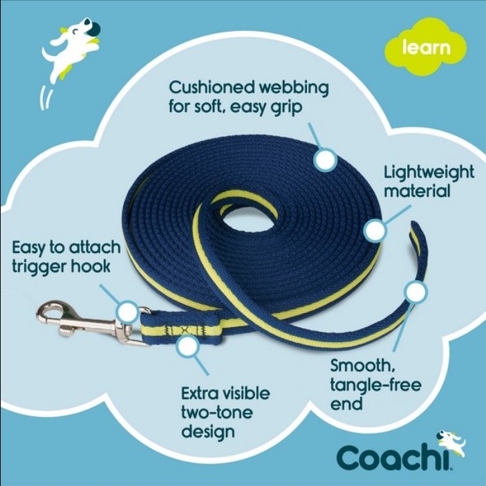 CoA Coachi Training Line Navy & Lime 5m - The Urban Pet Store - Dog SuppliesCoachi886284412315