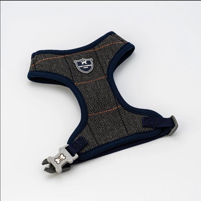 Hugo & Hudson Grey Checked Herringbone Dog Harness - The Urban Pet Store - Dog Apparel