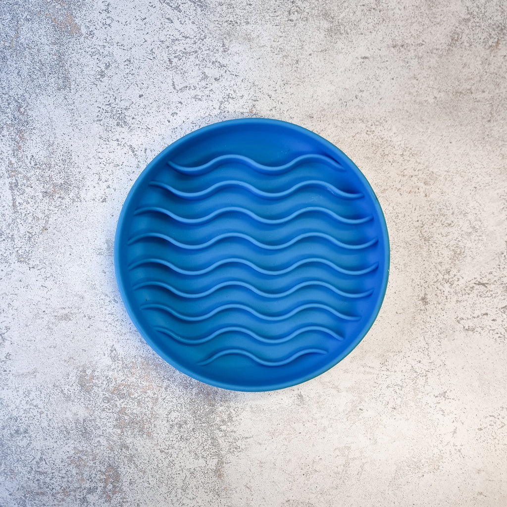 Silicone Wave Design Slow Feeder Bowl - Blue - The Urban Pet Store - Dog Supplies